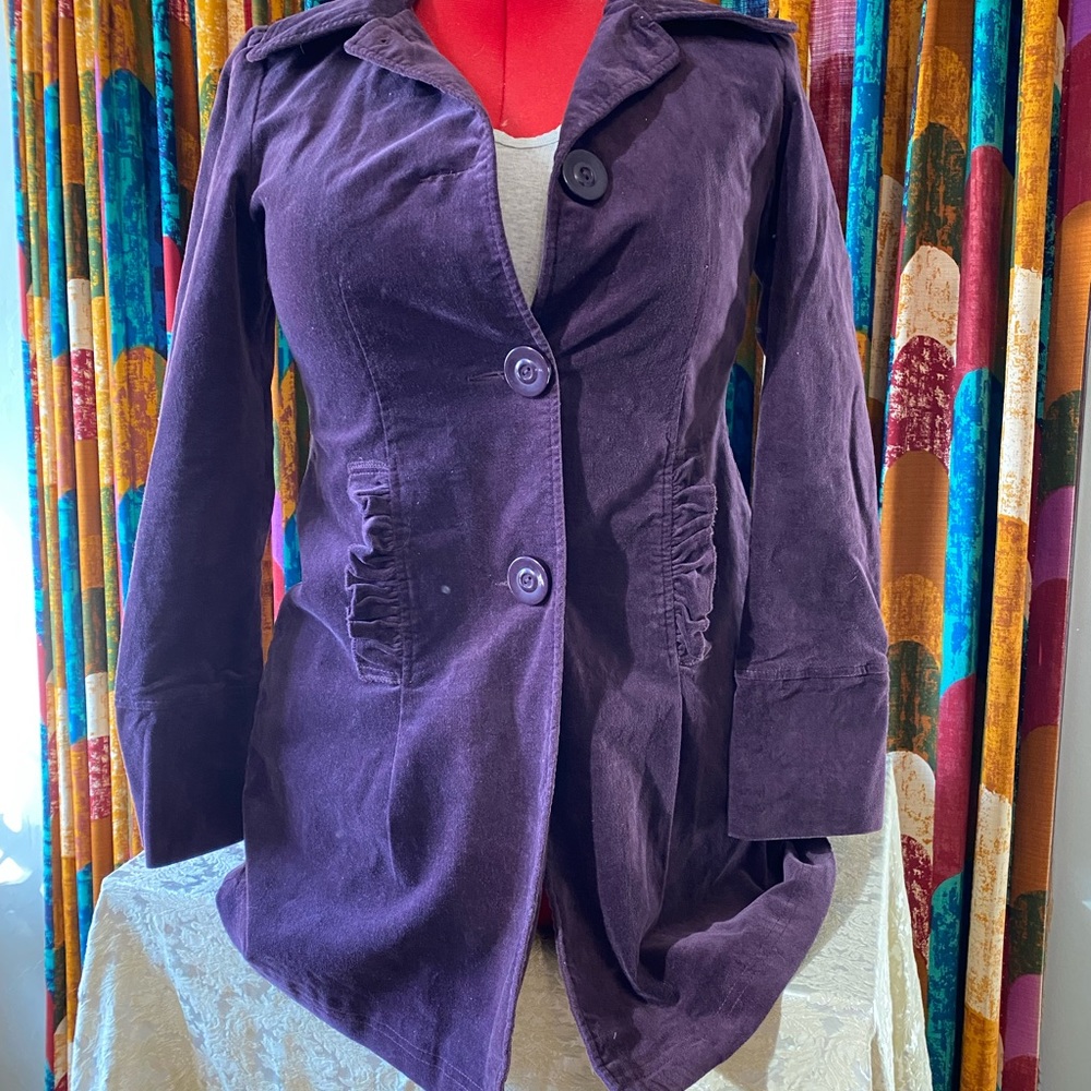 Anthropologie Tulle Velvet coat, rich purple